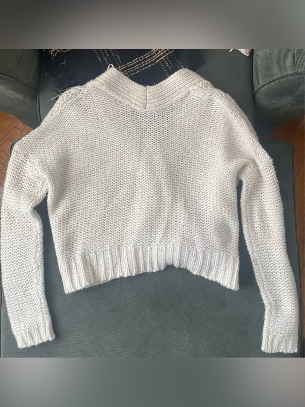 Alya Ivory Cable Knit Button-Front Cardigan - Picture 2 of 3